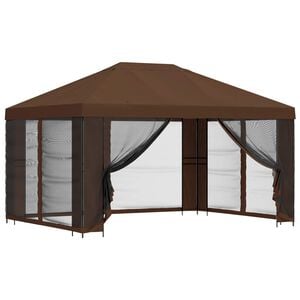 vidaXL Garden Gazebo with Sidewalls 4 x 3 m Brown Polyester and Steel