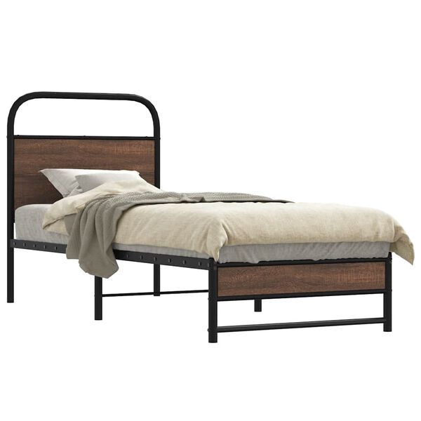 vidaXL Bed Frame without Mattress 75x190 cm Brown Oak Engineered Wood