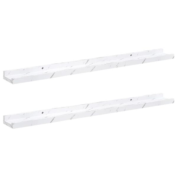 vidaXL Wall Shelf 2 pcs White Marble 80 x 9 x 3 cm Engineered Wood