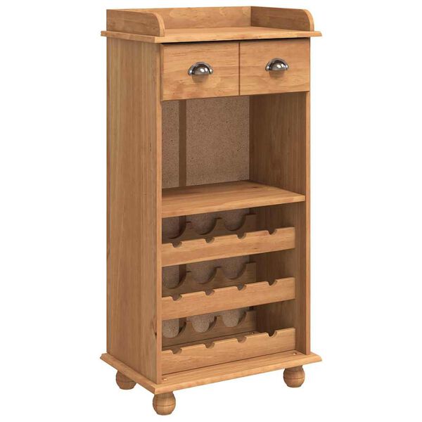 vidaXL Wine Cabinet ASKIM Honey Wax 57 x 37 x 114 cm Solid Pine Wood