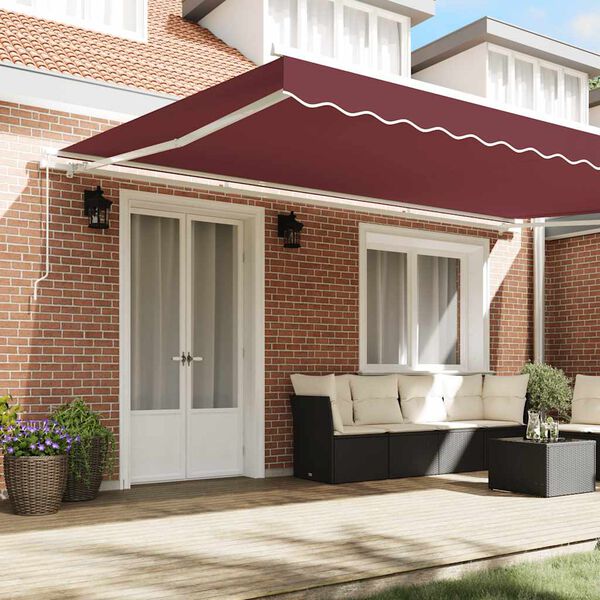 vidaXL Manual Retractable Awning Burgundy 500x300 cm