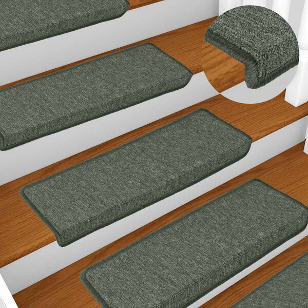 vidaXL Stair Mats 15 pcs 65x21x4 cm Dark Green Rectangular Edge