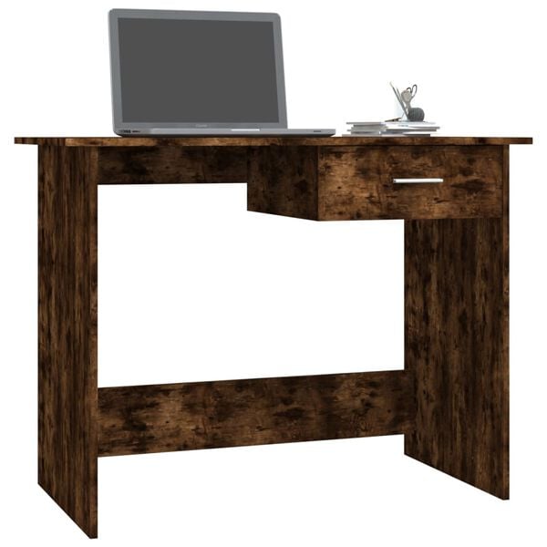vidaXL Desk Smoked Oak 100x50x76 cm Engineered Wood