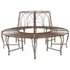 vidaXL Tree Bench 8-Seater &Oslash; 160 x 89 cm Steel Antique Brown Round