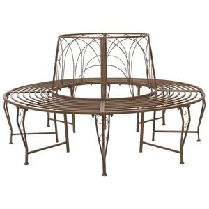 vidaXL Tree Bench 8-Seater &Oslash; 160 x 89 cm Steel Antique Brown Round
