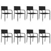 vidaXL 9 Piece Garden Dining Set Black Poly Rattan and Steel