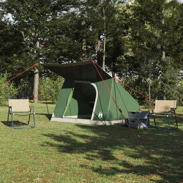 vidaXL Camping Tent with Roof Green 223 x 163 x 130 cm Taffeta