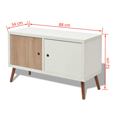 vidaXL TV Cabinet with 2 Doors 88x34x52 cm White
