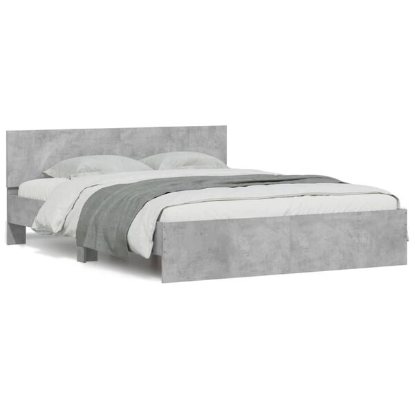 vidaXL Bed Frame without Mattress Concrete Grey 140x200 cm