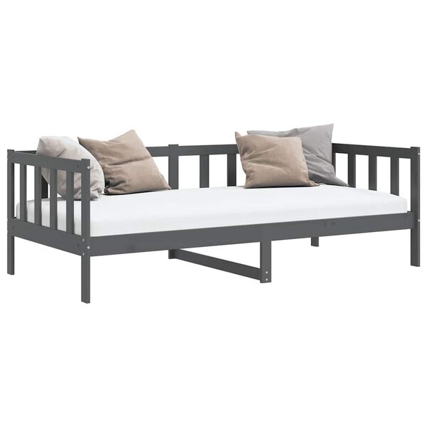 vidaXL Day Bed without Mattress Grey Solid Wood Pine 90x200cm