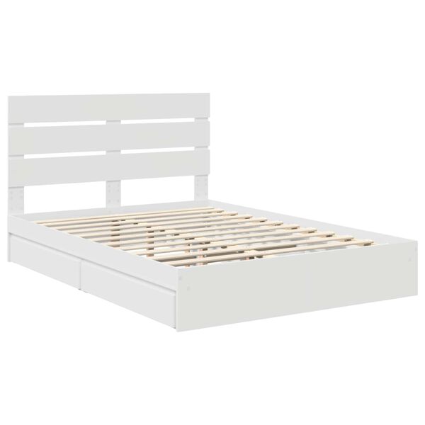 vidaXL Storage Bed with Headboard White 140 x 190 cm Engineered Wood