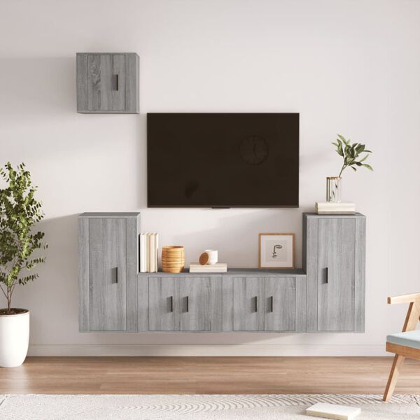 vidaXL 5 Piece TV Cabinet Set Grey Sonoma Engineered Wood