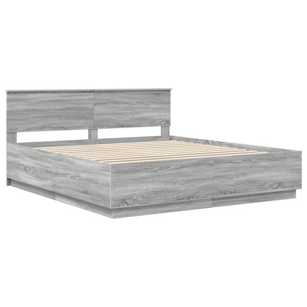 vidaXL Bed Frame Grey Sonoma 200 x 200 cm Engineered Wood