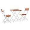 vidaXL 3 Piece Bistro Set Solid Acacia Wood Dark Brown and White