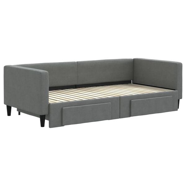 vidaXL Daybed with Trundle&Drawers without Mattress Dark Grey 90x190 cm Single
