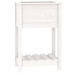 vidaXL Planter with Shelf White 54x34,5x81 cm Solid Wood Pine