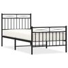 vidaXL Metal Bed Frame without Mattress with Footboard Black 90x200cm
