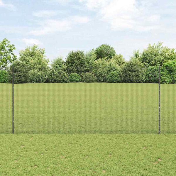 vidaXL Fence with Post Grey 1.4 x 25 m Steel and PVC