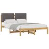 vidaXL Bed Frame with Upholstered Headboard Whitewash and Light Grey