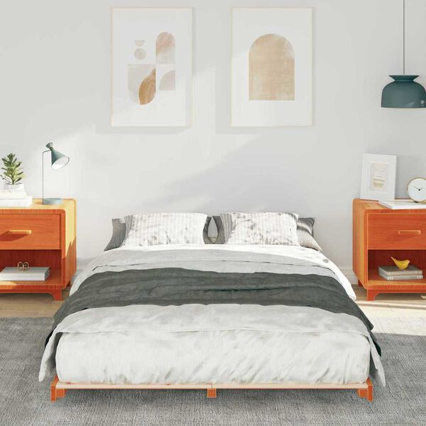 vidaXL Floor Bed Frame Wax brown 120 x190 cm Solid pine wood