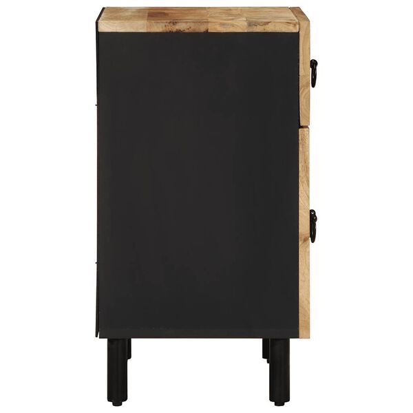 vidaXL Bed Cabinet Black 50x33x60 cm Solid Rough Wood Mango