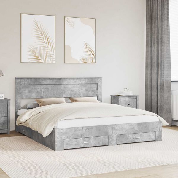 vidaXL Bed Frame Concrete Grey 180 x 200 cm Engineered Wood