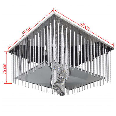 Square Crystal Ceiling Lamp with Aluminium Strips