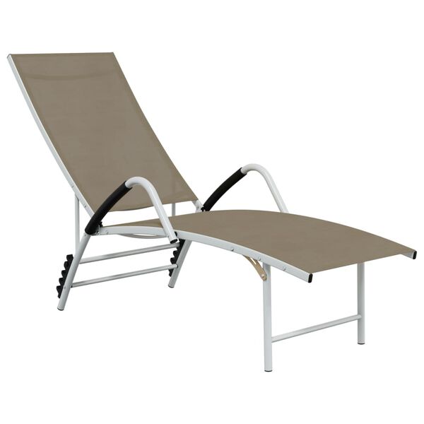 vidaXL Sun Lounger Textilene and Aluminium Taupe