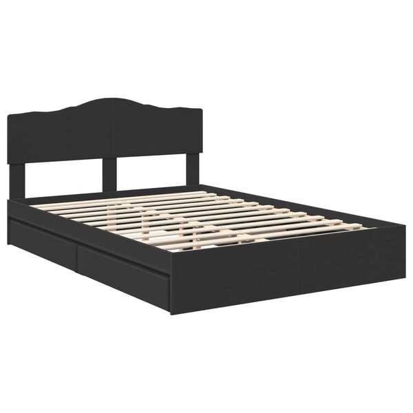 vidaXL Storage Bed with Headboard Black 150 x 200 cm Engineered Wood
