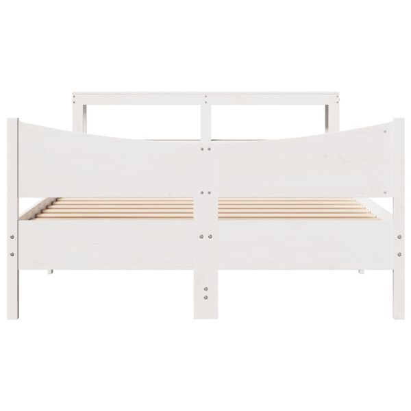 vidaXL Bed Frame with Headboard White 140x190 cm Solid Wood Pine