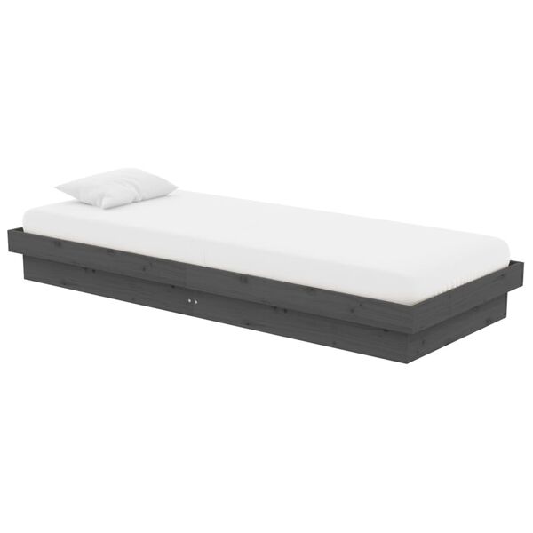 vidaXL Bed Frame without Mattress Grey Solid Wood Small Single