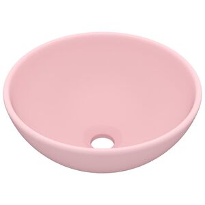 vidaXL Luxury Bathroom Basin Round Matt Pink 32.5x14 cm Ceramic