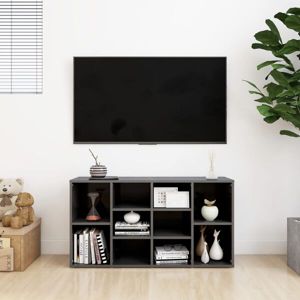 vidaXL Shoe Bench High Gloss Grey 103x30x55 cm Engineered Wood