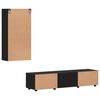 vidaXL TV Cabinet Set with Drawer FLORIN Black Engineered Wood