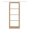 vidaXL Sliding Door Natural 86 x 211 cm Solid Pine Wood and Glass