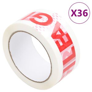 vidaXL Packaging Tape 36 pcs FRAGILE Printed White 48 mm x 66 m