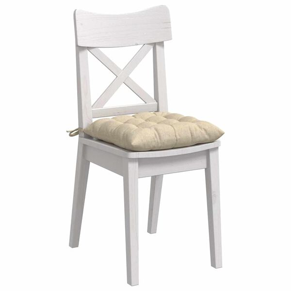 vidaXL Seat Cushions 2 pcs Cream 40 x 40 x 6 cm Fabric