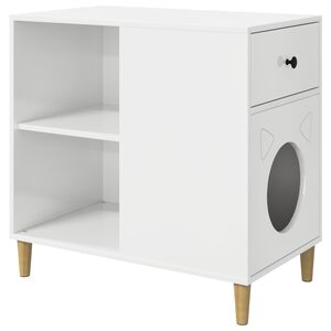 vidaXL Cat House High Gloss White 72 x 42.5 x 70 cm Engineered Wood
