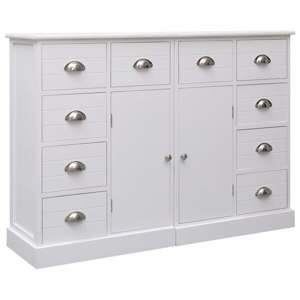 vidaXL Sideboard with 10 Drawers White 113x30x79 cm Wood