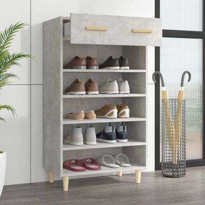 vidaXL Shoe Cabinet Concrete Grey 60x35x105 cm Engineered Wood