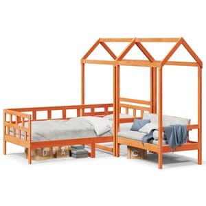 vidaXL Day Bed Set with Roof without Mattress Wax Brown 90x200 cm