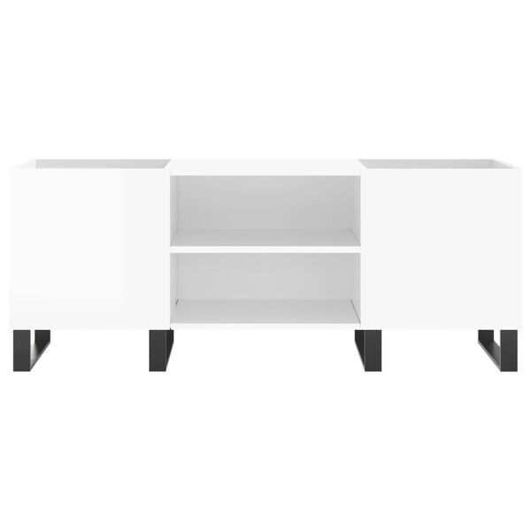 vidaXL Record Cabinet High Gloss White 121x38x48 cm Engineered Wood