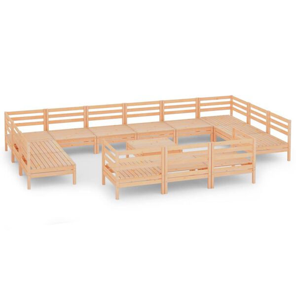 vidaXL 14 Piece Garden Lounge Set Solid Wood Pine