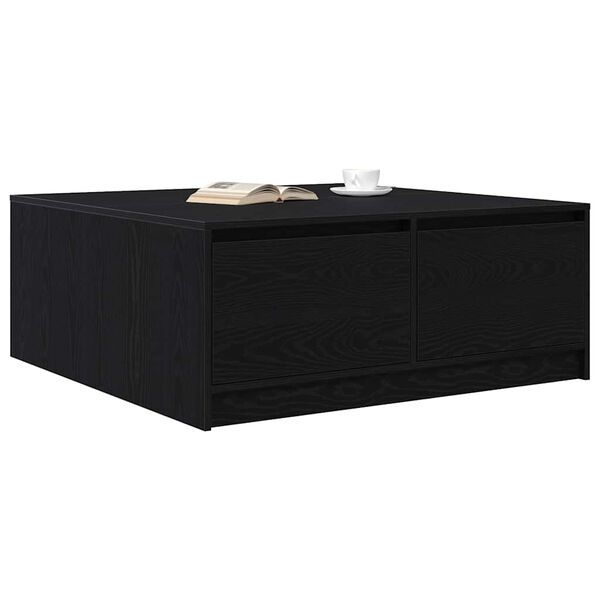 vidaXL Coffee Table with Drawers Black Oak 100x100x40 cm