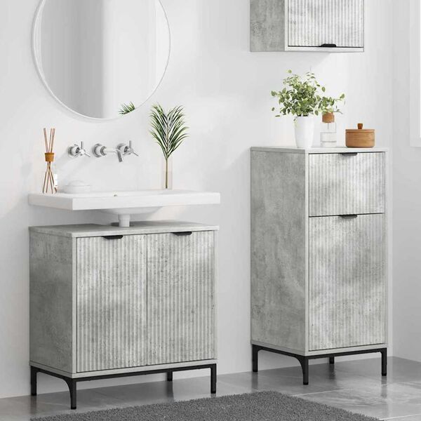 vidaXL Bathroom Furniture Set with Drawer 2 pcs Concrete Grey