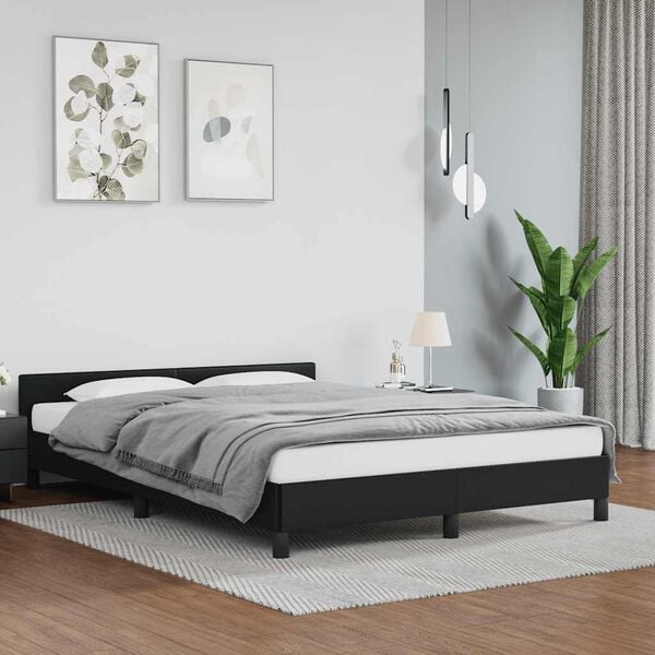 vidaXL Bed Frame without Mattress Black 180x200cm Super King Faux Leather