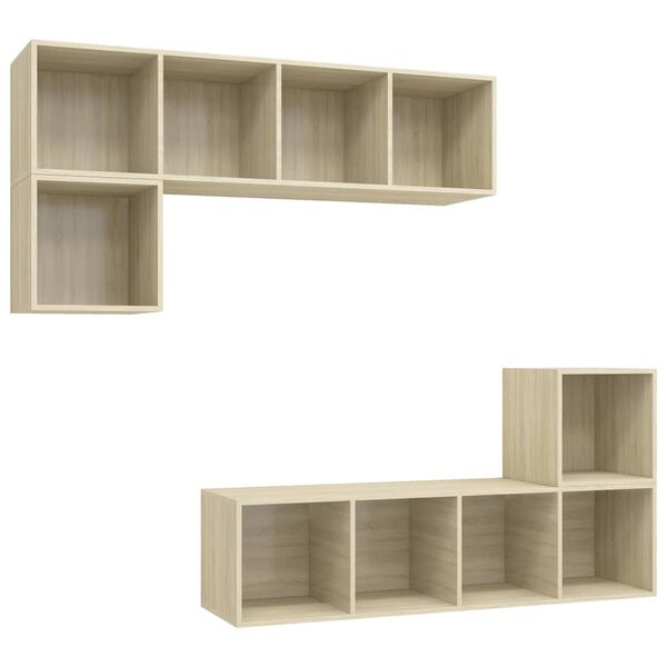 vidaXL 4 Piece TV Cabinet Set Sonoma Oak Engineered Wood