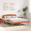 vidaXL Bed Frame with Headboard Wax Brown 150 x 200 cm Solid Pine Wood
