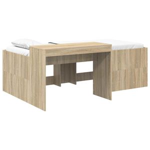 vidaXL Kids'High Bed Frame with Desk Sonoma Oak 98.5 x 200 cm