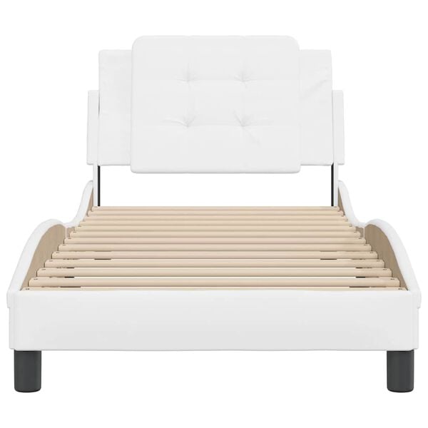vidaXL Bed Frame without Mattress "Zadar" White 90x190 cm Single Faux Leather